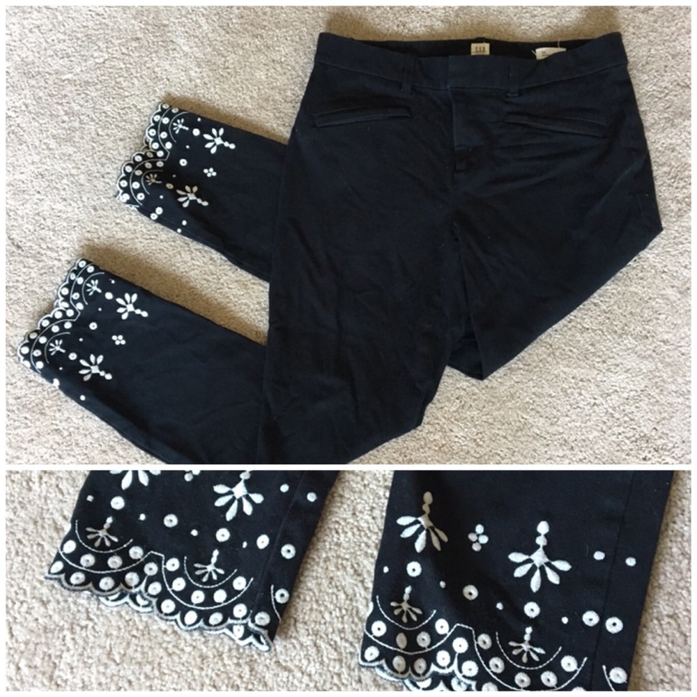 Embroidered Hem Pants • GAP